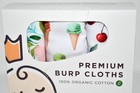 Little Crown 100  Organic Cotton Burp Cloths     3 Pack  flowers  Cherries  Ice Cr
