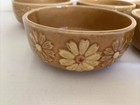 Vintage Rare Set Of 5 Ceramic Glazed Bowls Mustard Color Prominent Flowers