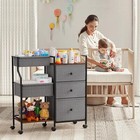 3-tier Rolling Diaper Cart With Dividers  Drawers   Wheels For Nursery