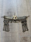 Vintage Turkmen Tribal Headpiece Fringe Red Stone Headdress 1970s
