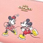 Nwt Coach Cn026 Disney X Coach Corner Zip Wristlet With Ice Skate Motif Blush
