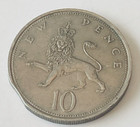 Error Coin 1968 Great Britain Clipped Planchet Coin 10 New Pence