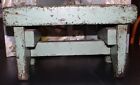 Antique Stool foot Stool chippy Teal farm House cottage wood shabby Chic blue