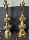 Heavy Pair Of  Vintage Mid Century  Modern Brass Lamps Marked Japan 33  Tall