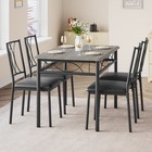 5 Piece Grey Dining Table Set  Kitchen Table And 4 Upholstered Dining Chairs