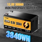 12v 300ah Lithium Lifepo4 Battery 200a Bms For Golf Cart Rv Marine Solar Panels