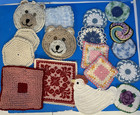 Vintage  Crochet Pot Holders Hot Pads Trivets Homemade  Lot Of 17