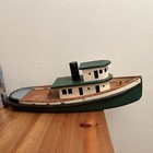 Antique  Wooden Ship Model Ship  Handmade Vtg Handpainted L-16