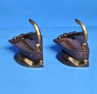 Pair Of Vintage Pmc Nautical Brass Figural Anchor And Ship Bookends