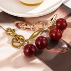 New Coach Red Cherry Apple Bag Charm Keychain Resin Metal Brass Purse Decoration