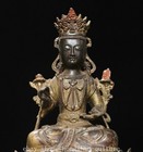 9  Tibet Buddhism Bronze Painting Gilt Kwan-yin Guanyin Goddess Buddha Statue