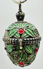 Vintage Imperial Russian Sterling Guilloche Enamel Egg With Peacock Inside
