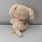 Dan Dee Collectors Choice Plush Cream Puppy Dog 8  Pink Bow Stuffed Animal Toy