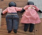 Black Americana Folk Art Rag Dolls 16 Inches Tall Boy girl Pair Hand Sewn 1940 s
