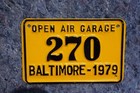 1979 Baltimore Maryland License Plate - Open Air Garage   270