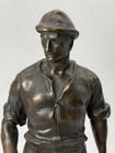 Antique French Bronze Le Mineur Statue Foundry Mark Ha G Signed