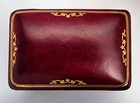 Vintage Italian Leather Jewelry Trinket Box Italy  - Gold Embossed Detail