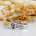 Solid 14k White Gold Moissanite Bridal Set Engagement Ring 2 50ct Round Cut Vvs1