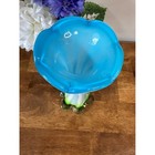 Vintage Hand-blown Cased Glass Vase Blue White Green Ruffled Rim