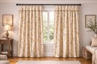 2 Vtg Cream   Floral Embroidered Silk Custom Drapes Curtains Euro 50  X  106  