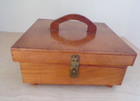 Vtg Mcm Wood  Sewing Caddy W 43 Spool Holders - 43 M  3 Lg  8 Mini Wood Spools