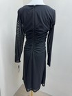 Maggy London Size 6 Black Ruched Sheath Cocktail Dress Long Sleeve