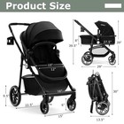 Infans 2 In 1 Baby Stroller  High Landscape Infant Stroller  Black
