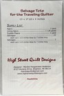 New 2009 High Street Quilt Designs Selvage Travel Tote 160 Sewing Pattern 17856