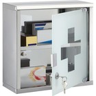 Lockable Medicine Cabinet Wall Mount Stainless Steel First Aid Storage Organizer