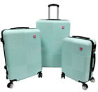 3pcs Blue Luggage Set Travel Bag Abs Trolley Spinner Lock Carry On Suitcase