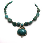 Vintage Southwest Sterling Silver Turquoise Memory Wire Wrap Necklace