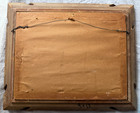 Vintage Mid Century Modern Watercolor Mountain Landscape Painting Ornate Frame
