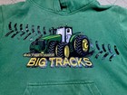 John Deere  big Tires Make Big Tracks  Youth M  5-6  Green Hooded Sweatshirt