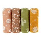 4 Set Muslin Swaddle Blankets For Newborn Baby Boys  Girls receiving Blankets   