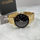 Bulova 97d116 Futuro Modern Black Dial Gold Strap New Men s Quartz Watch 42mm