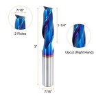 Spiral Router Bit 7 16 x1-1 4 x3 x7 16  2-flute End Mill blue Nano Coating
