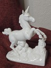 Unicorn Waves Figurine Japan Otagiri White Porcelain Statue 6 5  Fantasy Pair