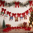 2 Pcs Christmas Velvet Bow Hanging Photo Display With Wood Clips