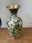 Vintage 12    Chinese Cloisonn   Vase With Peony Floral Flower Brass Enamel