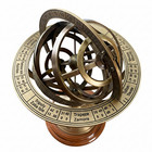 Brass Armillary Sphere Globe - Handcrafted Celestial Model 9  With Wooden Base