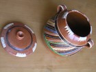 Vintage Antique Colorful Mexico Mexican Tlaquepaque Pottery Covered Jar 
