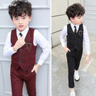 Boy Plaid Vest Blazer Waistcoat Wedding Clothes Set Formal Dress Suit Outfit