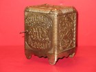 Childrens Safe Bank Cast Iron Nickel Plated W  Working Key Toy Original Antique
