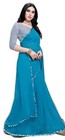 Indian Bollywood Ethnic Partywear Silk Sari Mirror Work Georgette Chiffon Saree 