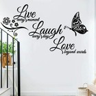 Live Laugh Love Quotes Butterfly Wall Art Stickers Living Room Decal Home Decor