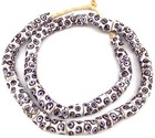 Made In Ghana White Multi Eye Recycled Glass African Trade Beads  01867  