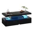 Led Coffee Table  40 Inch Modern Center Table With Storage  High Glossy Black