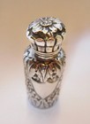 Antique English Repousse Sterling Silver Scent perfume Bottle  Birmingham 1892