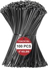 Zip Ties  Heavy Duty 40lbs Tensile Strength  Uv Resistant Black Cable Ties For I