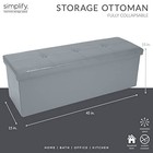  Faux Leather Folding Storage Ottoman   Triple   15 d X 44 w X 15 h Grey